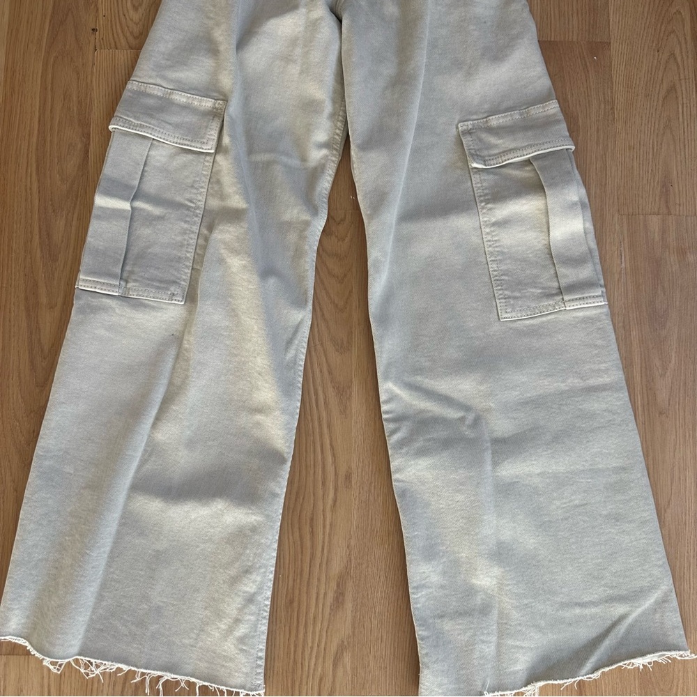 Zara Women's High Waisted Wide Leg Cargo Pants‎ Size 0 - Picture 3 of 14